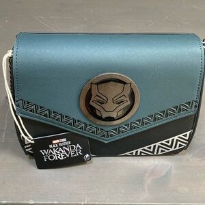 Loungefly Black Panther Wakanda Forever Teal and Black Crossbody Bag
